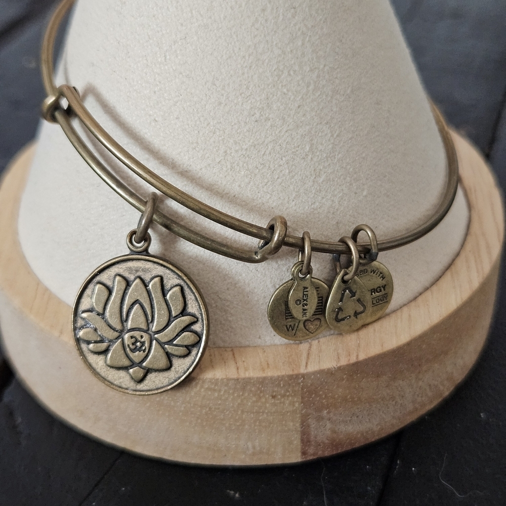 Alex and Ani Gold Lotus Charm Bracelet